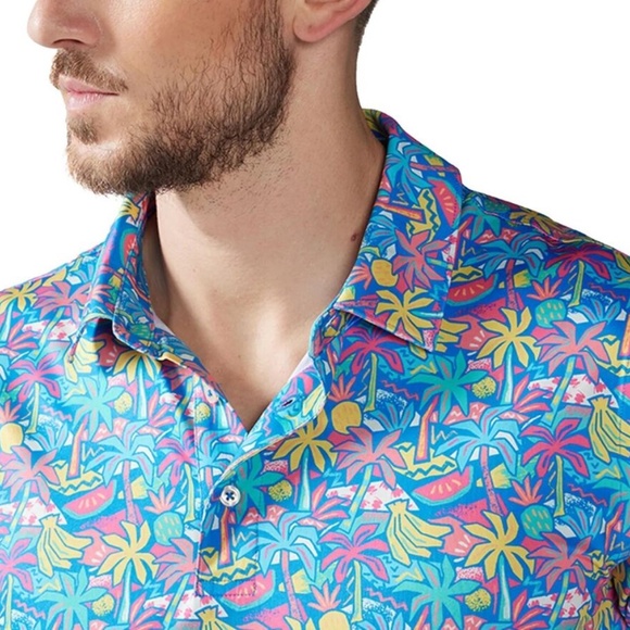 Chubbies Men's Lightweight Performance Polo 2.0 Medium "The Tropical Bunch" - Picture 12 of 13